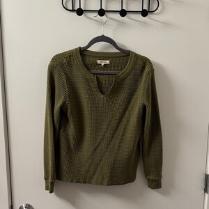 Madewell Olive Green Waffle-Knit Women's Top XXS